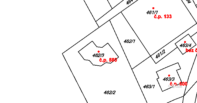 Krmelín 580 na parcele st. 462/3 v KÚ Krmelín, Katastrální mapa