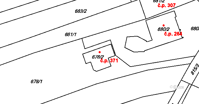 Ostopovice 371 na parcele st. 678/2 v KÚ Ostopovice, Katastrální mapa