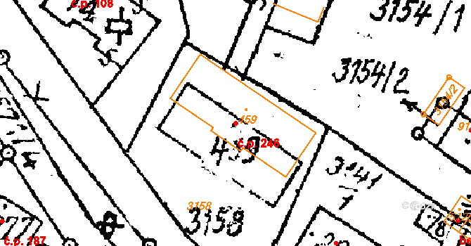 Šebetov 246 na parcele st. 459 v KÚ Šebetov, Katastrální mapa