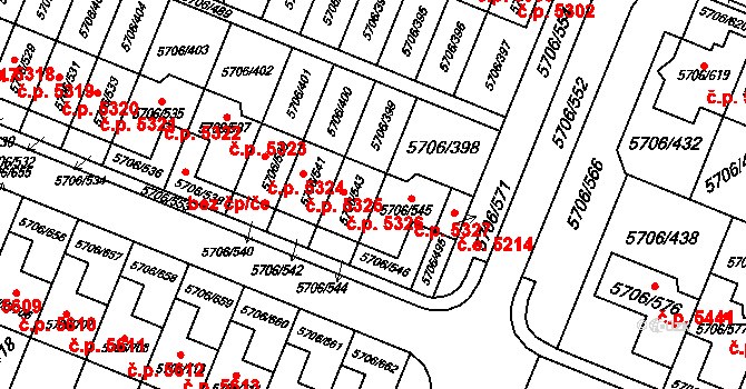 Jihlava 5326 na parcele st. 5706/543 v KÚ Jihlava, Katastrální mapa
