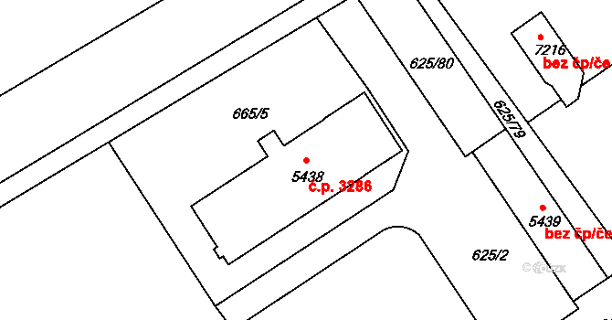 Kroměříž 3286 na parcele st. 5438 v KÚ Kroměříž, Katastrální mapa