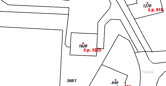 Uničov 1223 na parcele st. 1929 v KÚ Uničov, Katastrální mapa