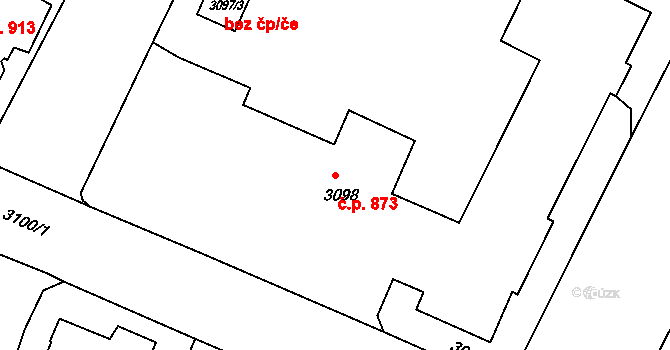 Předměstí 873, Litoměřice na parcele st. 3098 v KÚ Litoměřice, Katastrální mapa
