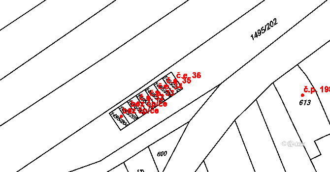 Kobeřice u Brna 35 na parcele st. 1495/209 v KÚ Kobeřice u Brna, Katastrální mapa