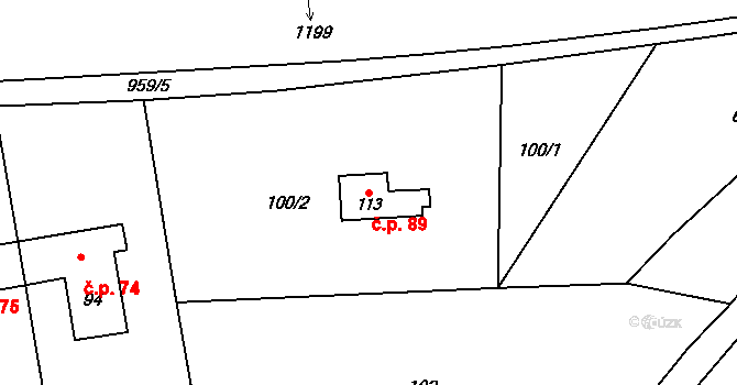 Sulislav 89 na parcele st. 113 v KÚ Sulislav, Katastrální mapa