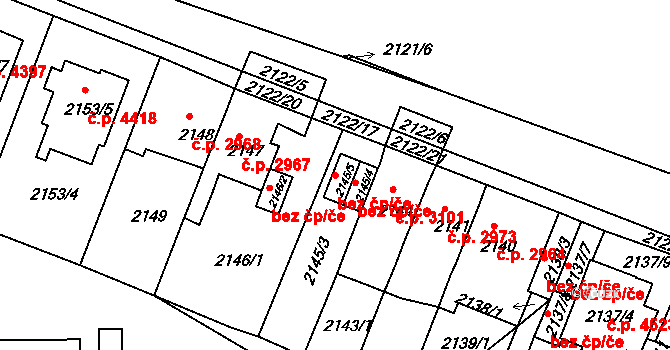 Chomutov 39084426 na parcele st. 2145/5 v KÚ Chomutov II, Katastrální mapa