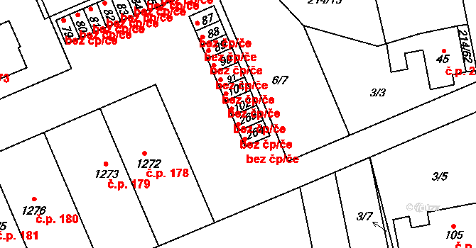 Pardubice 40443426 na parcele st. 263 v KÚ Semtín, Katastrální mapa