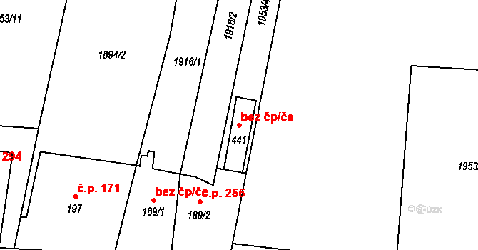 Lubenec 40611426 na parcele st. 441 v KÚ Lubenec, Katastrální mapa
