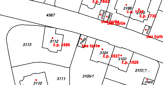 Teplice 45124426 na parcele st. 3105/2 v KÚ Teplice, Katastrální mapa