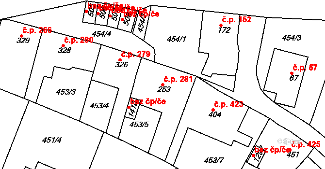 Mikovice 281, Kralupy nad Vltavou na parcele st. 253 v KÚ Mikovice u Kralup nad Vltavou, Katastrální mapa
