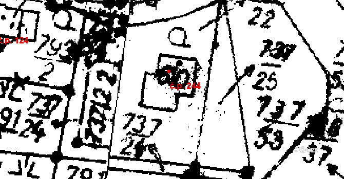 Radošov 244, Kyselka na parcele st. 610 v KÚ Radošov u Kyselky, Katastrální mapa
