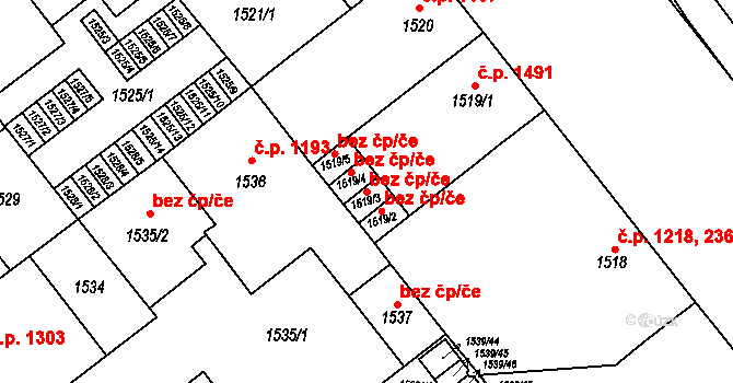 Plzeň 88518426 na parcele st. 1519/3 v KÚ Plzeň, Katastrální mapa