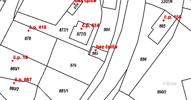 Zašová 98192426 na parcele st. 882 v KÚ Zašová, Katastrální mapa