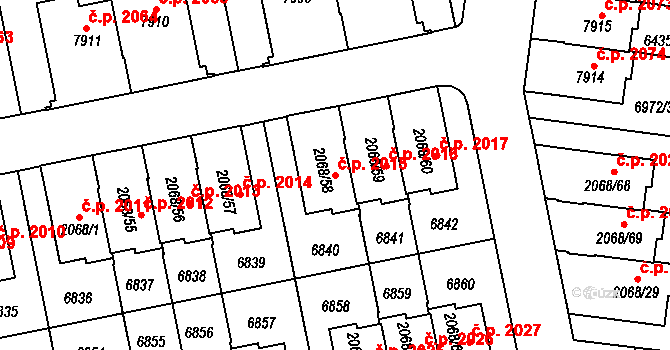 Beroun-Město 2015, Beroun na parcele st. 2068/58 v KÚ Beroun, Katastrální mapa