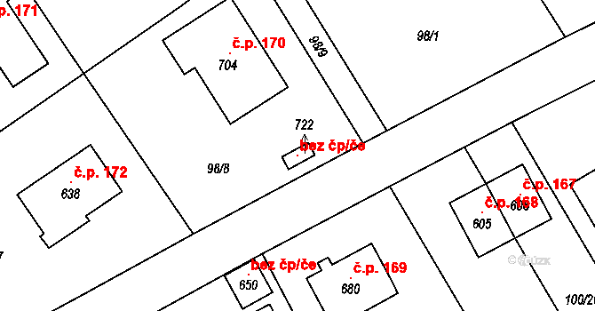 Černolice 101664427 na parcele st. 722 v KÚ Černolice, Katastrální mapa