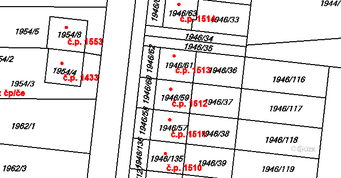 Holešov 1512 na parcele st. 1946/59 v KÚ Holešov, Katastrální mapa
