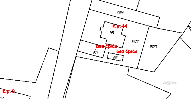 Kozlov 109221427 na parcele st. 65 v KÚ Vrbka u Ledče nad Sázavou, Katastrální mapa