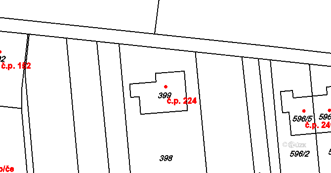 Přerov XII-Žeravice 224, Přerov na parcele st. 399 v KÚ Žeravice, Katastrální mapa