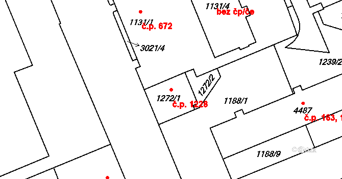 Šumperk 1228 na parcele st. 1272/1 v KÚ Šumperk, Katastrální mapa