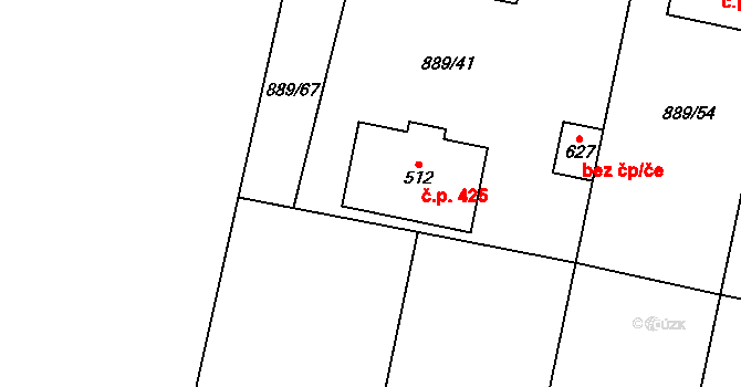 Cerhenice 425 na parcele st. 512 v KÚ Cerhenice, Katastrální mapa