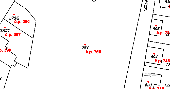 Úpice 765 na parcele st. 754 v KÚ Úpice, Katastrální mapa