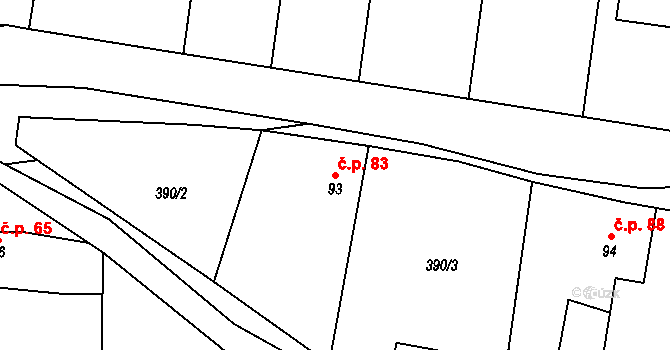 Suchá 83, Nechanice na parcele st. 93 v KÚ Suchá u Nechanic, Katastrální mapa