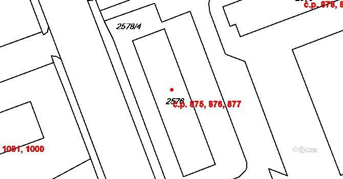 Hulín 875,876,877 na parcele st. 2576 v KÚ Hulín, Katastrální mapa