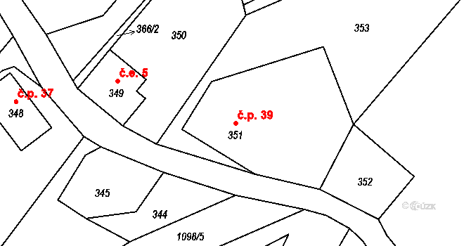 Horní Police 39 na parcele st. 351 v KÚ Horní Police, Katastrální mapa