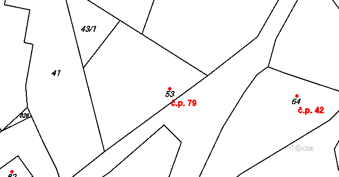 Cholenice 79 na parcele st. 53 v KÚ Cholenice, Katastrální mapa