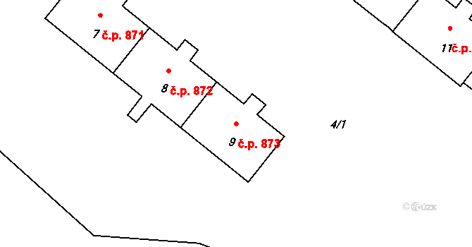 Lutyně 873, Orlová na parcele st. 9 v KÚ Horní Lutyně, Katastrální mapa