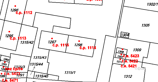 Kadaň 1114 na parcele st. 1298 v KÚ Kadaň, Katastrální mapa