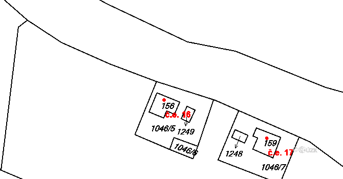Horská Kamenice 16, Železný Brod na parcele st. 156 v KÚ Horská Kamenice, Katastrální mapa