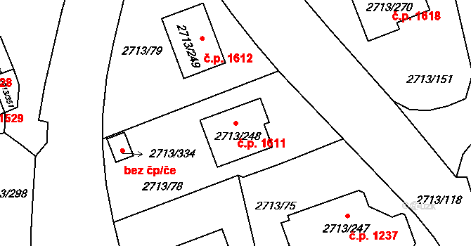 Pelhřimov 1611 na parcele st. 2713/248 v KÚ Pelhřimov, Katastrální mapa