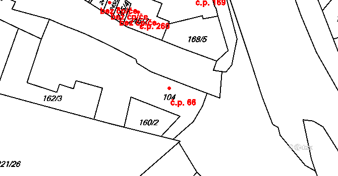 Úšovice 66, Mariánské Lázně na parcele st. 104 v KÚ Úšovice, Katastrální mapa
