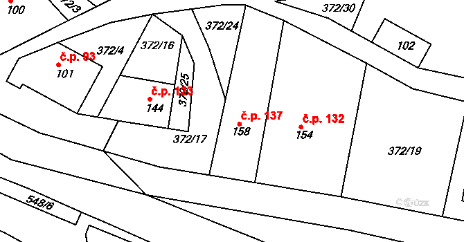 Rejštejn 137 na parcele st. 158 v KÚ Rejštejn, Katastrální mapa