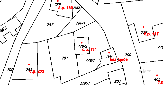 Jablůnka 131 na parcele st. 779/2 v KÚ Jablůnka, Katastrální mapa
