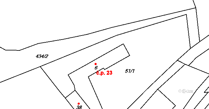 Suchdol 23, Prosenická Lhota na parcele st. 6 v KÚ Suchdol u Prosenické Lhoty, Katastrální mapa