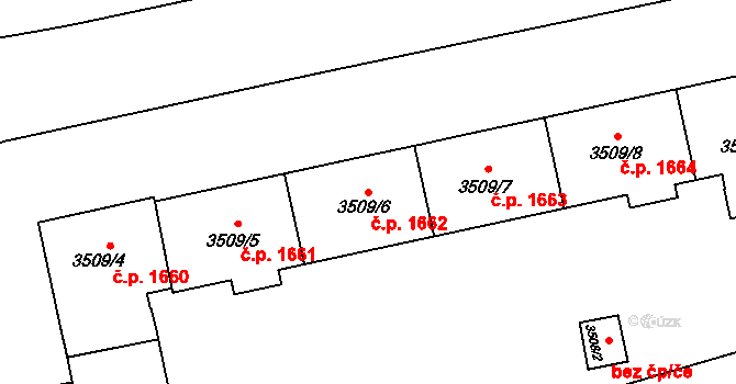 Nové Město 1662, Karviná na parcele st. 3509/6 v KÚ Karviná-město, Katastrální mapa