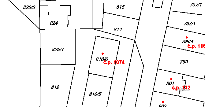 Lobzy 1074, Plzeň na parcele st. 810/6 v KÚ Lobzy, Katastrální mapa