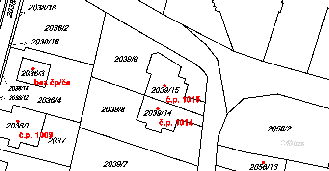 Bludovice 1015, Havířov na parcele st. 2039/15 v KÚ Bludovice, Katastrální mapa
