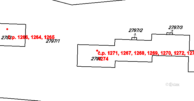 Město 1267,1268,1269,1270,, Havířov na parcele st. 2791 v KÚ Havířov-město, Katastrální mapa