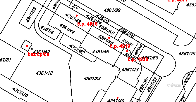 Jihlava 4919 na parcele st. 4361/46 v KÚ Jihlava, Katastrální mapa