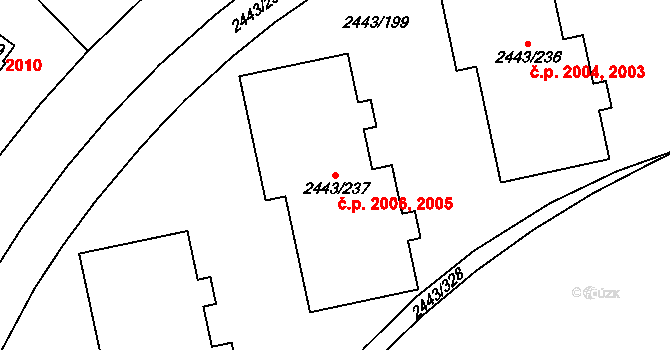 Roztoky 2005,2006 na parcele st. 2443/237 v KÚ Roztoky u Prahy, Katastrální mapa
