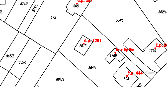Litovel 1281 na parcele st. 2813 v KÚ Litovel, Katastrální mapa
