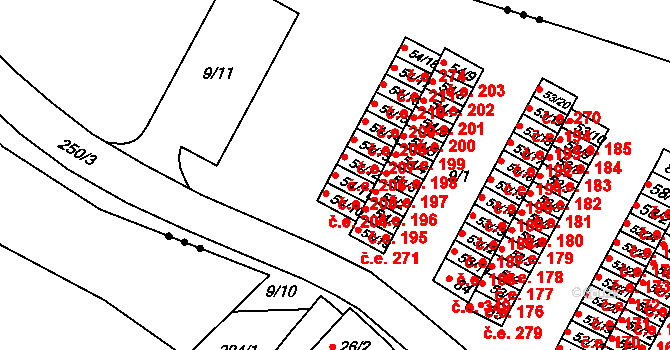 Chanov 205, Obrnice na parcele st. 54/11 v KÚ Chanov, Katastrální mapa