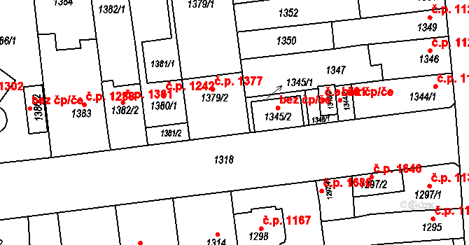 Šlapanice 605 na parcele st. 1345/2 v KÚ Šlapanice u Brna, Katastrální mapa