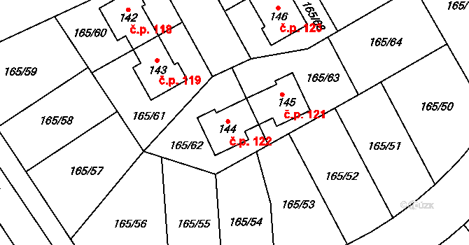 Býkev 122 na parcele st. 144 v KÚ Býkev, Katastrální mapa