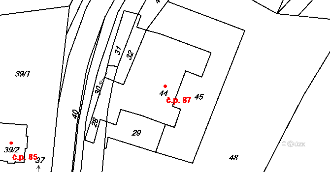 Zátor 87 na parcele st. 44 v KÚ Zátor, Katastrální mapa