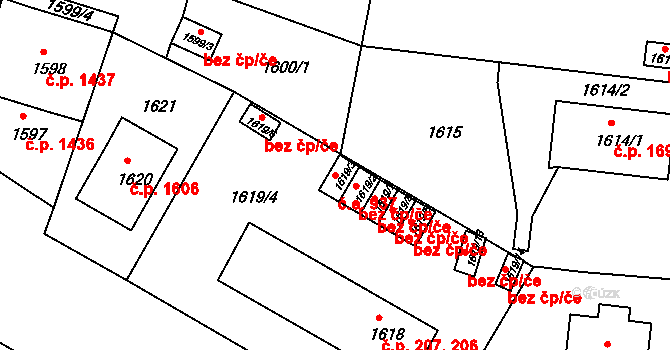 Česká Lípa 937 na parcele st. 1619/3 v KÚ Česká Lípa, Katastrální mapa