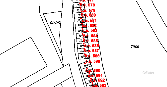 Štětí 587 na parcele st. 1010/15 v KÚ Štětí I, Katastrální mapa